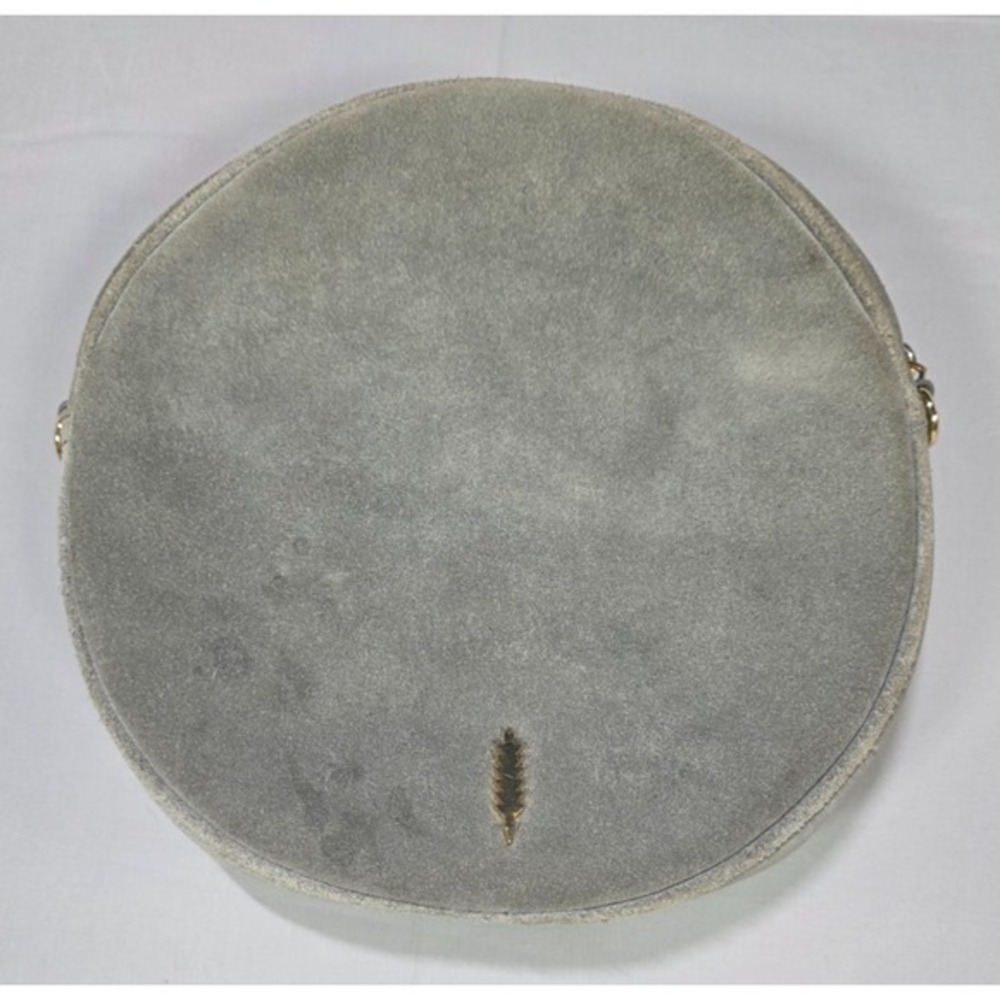Thacker New York Suede Round Gia Canteen Handbag Luxury Gold Handle Crossbody‎